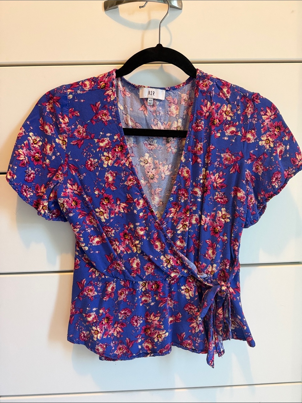 NSR Royal Blue Floral Wrap Blouse
